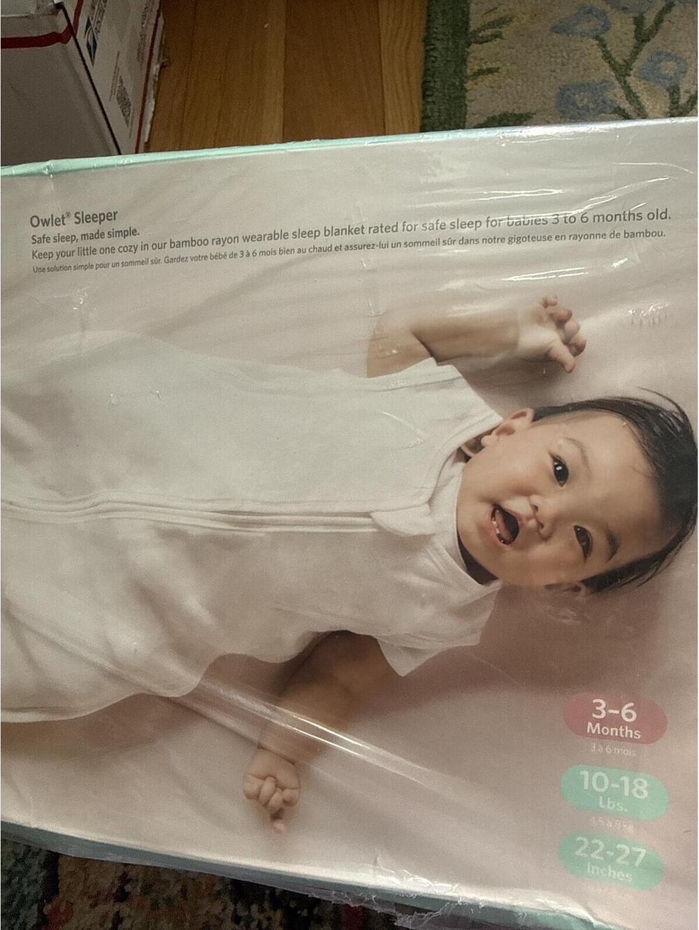 NEW Owlet Sleep Sack Bamboo Rayon Wearable Sleep Blanket 3-6 Months White